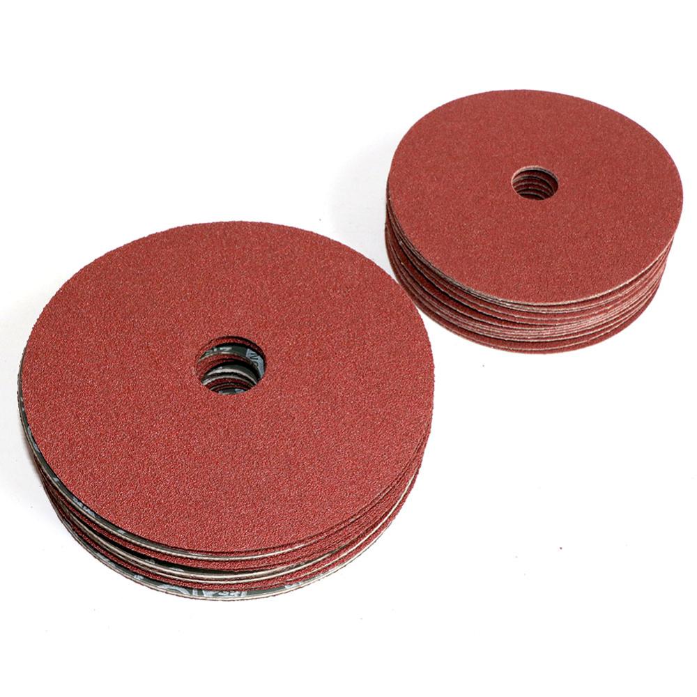 Discos de lijado de fibra para amoladora angular, ruedas de 24 a 100 de grano, 125x16mm/120x22mm, 10 unidades