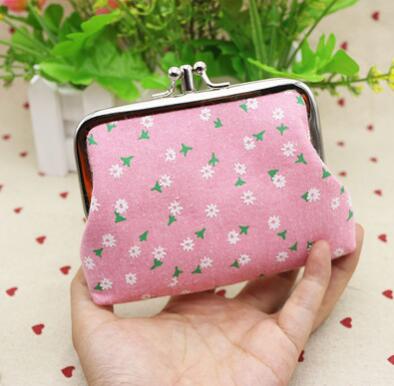 M007-cartera de lona con dibujos animados de doble rosa para mujer, monedero de tela corta Floral para mujer, monedero para chica, para estudiante,: 6pink