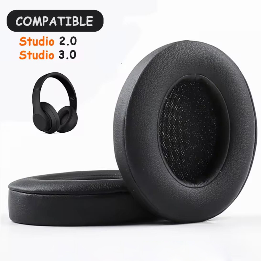 Ørepuder til beats studio 2.0 studio 3.0 trådløse og kablede hovedtelefoner, udskiftningsørepuder, proteinlæder  b0500 b0501: Sort
