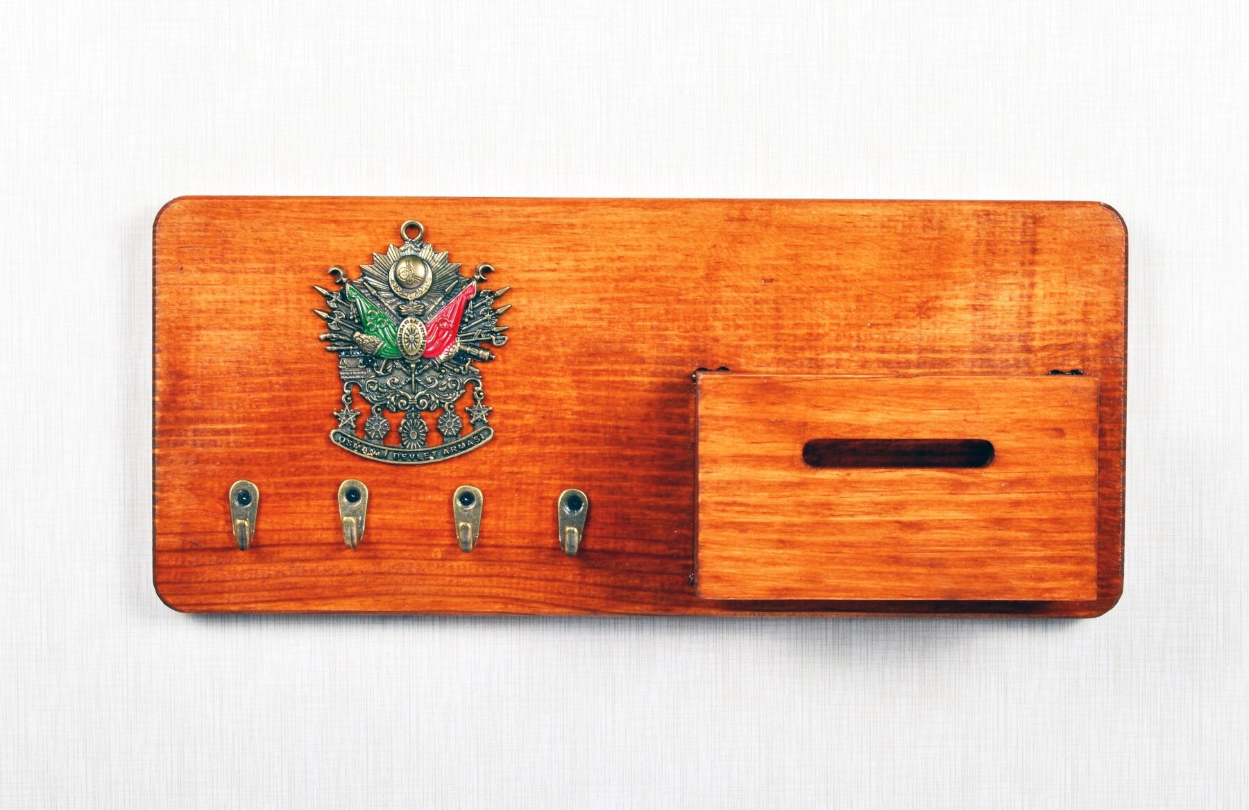 Ottoman Imperial Crested Wooden Key Holder Wall Hanger