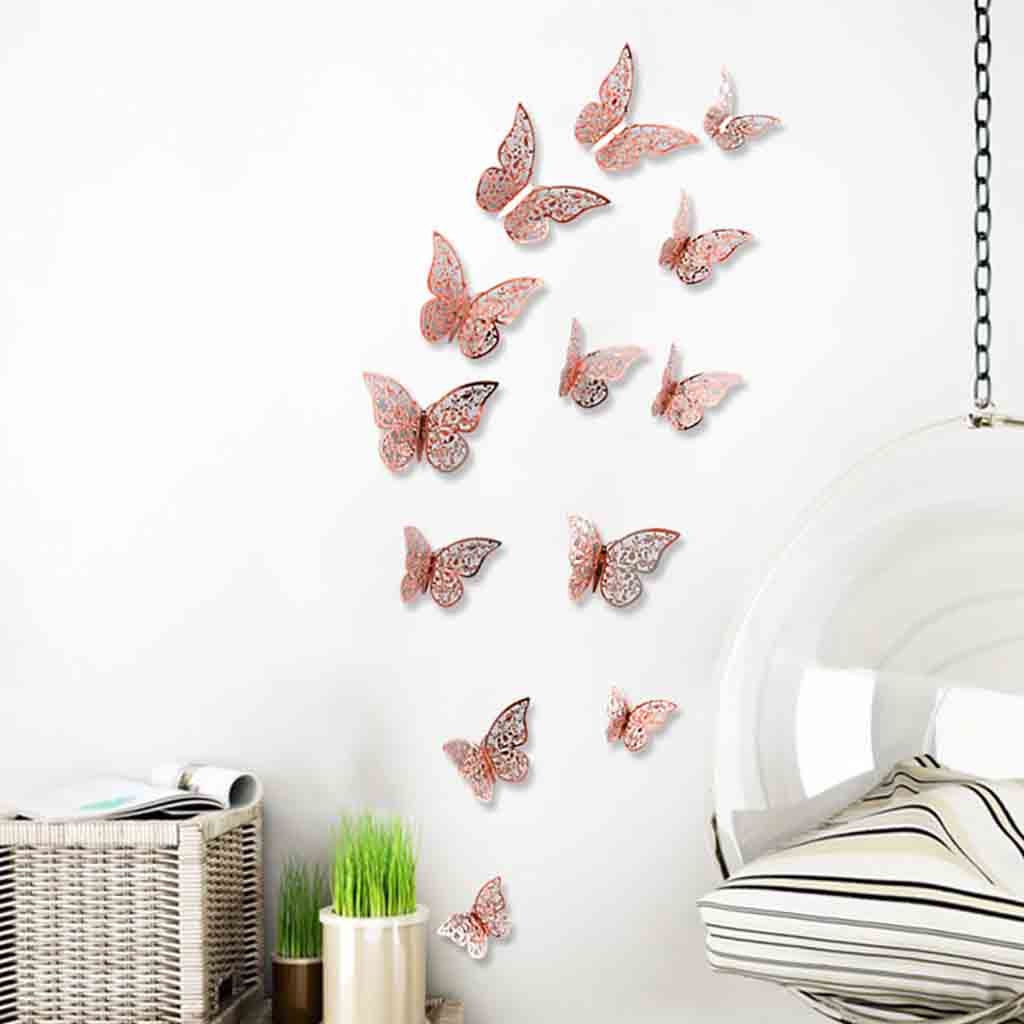 12 pièces papillons Stickers muraux autocollants autocollants sur le mur nouvel an décorations pour la maison 3d papillon Pvc papier peint pour salon