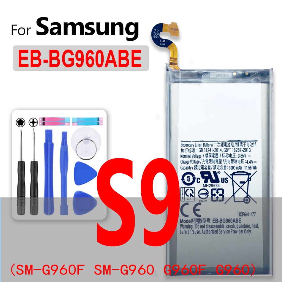 Batteria per Samsung GALAXY S S2 S3 S4 S5 mini S6 S7 Edge S8 S9 Plus S6edge S7edge S8plus S9plus SM G920F G925F G930F G935F G950F: EB-BG960ABE