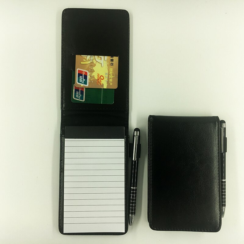 Ruize multifunktions lille notesbog  a7 planner læder lomme notesbog mini note bog med pen business office notesblok papirvarer: Sort
