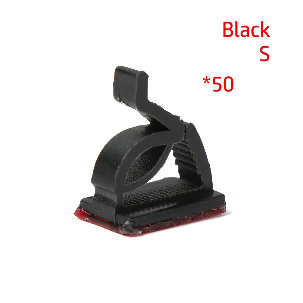 50pcs Self Adhesive Cable Clips Wire Organizer Line Clasp Desktop Charger Cable Fastener Fixer Storage Holder Multipurpose: S	black