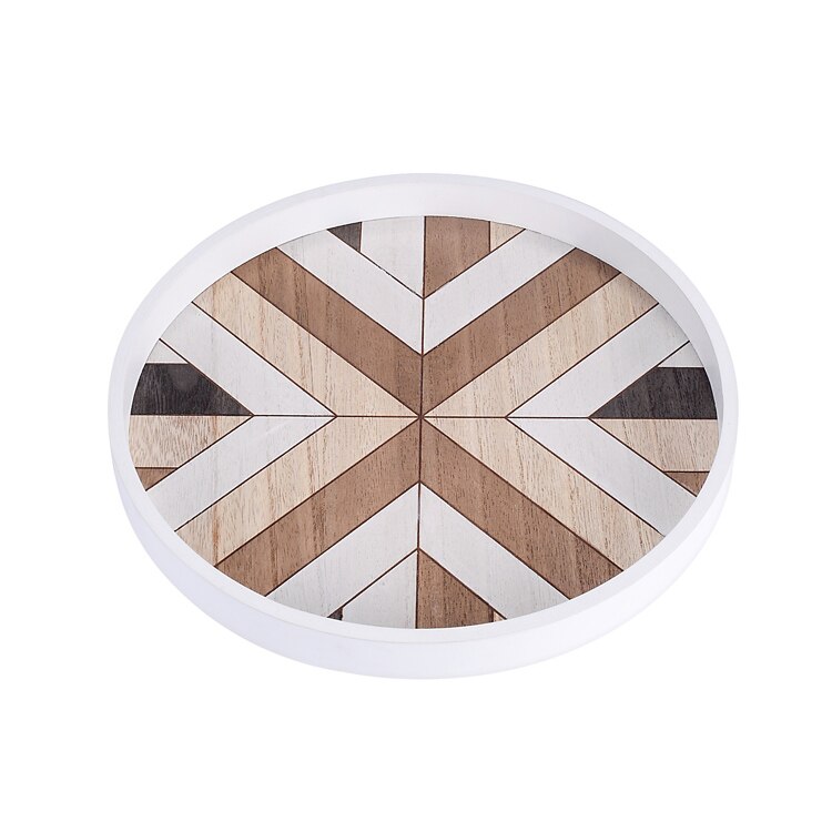 Nordic Dessert Plate Wooden Serving Tray Afternoon Tea Time Coffee Cake Plates Hexagonal Round Desserts Food Organizer Platter: a