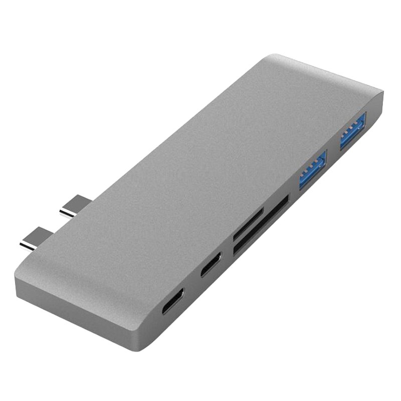 6 In 1 Type-C USB-C Hub Adapter Dual Usb 3.0 Poort Thunderbolt 3 Voor Pro: Default Title