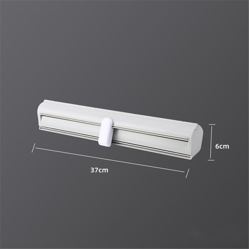 Plastic Wall Hanging Food Wrap Dispenser Suction Cup Adjustable Foil Storage Holder Cutter Cling Film Cutting Box Kitchen Tools: F
