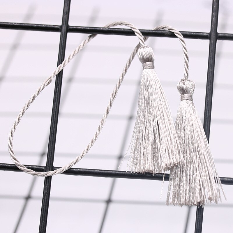 Cuerda larga de doble extremo con flecos para decoración, cinta de cordón de seda con flecos para manualidades, joyería, prendas de vestir, 5 uds.: Silver tassls