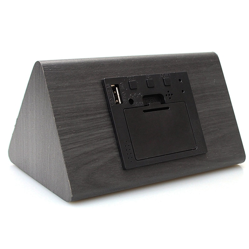 Digitale wekker met luchtvochtigheid en temperatuur, babykamerklok, stille, lichtgevende digitale houten wekker