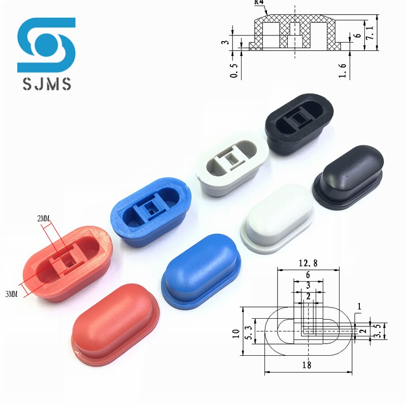100Pcs A05 3*2Mm Tactile Drukknop Cap 18*10*7Mm Geldt Voor 5.8*5.8 7*7 8*8 8.5*8.5Mm Zelfsluitende Switch Knop Cap