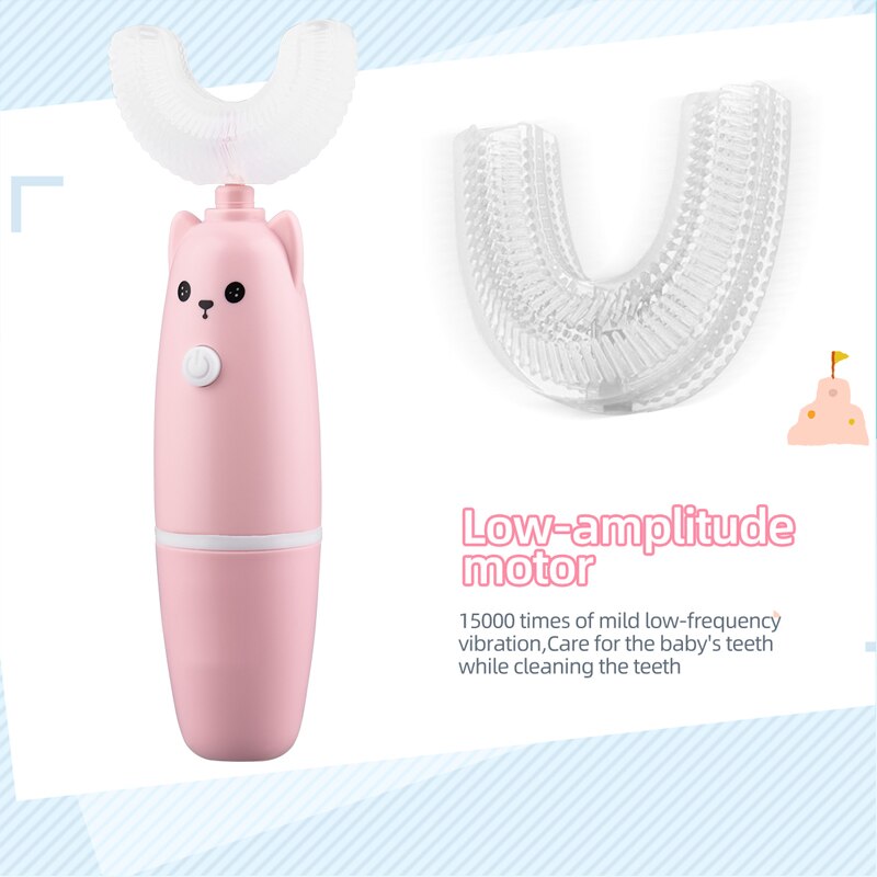 Smart 360 Graden Elektrische Tandenborstel Kids Silicon Automatische Ultrasone Waterproofteeth Tandenborstel Cartoon Kinderen Oral Care