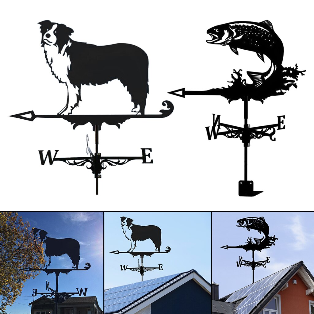 Farmhouse Weather Vanes Roof Mount, Wind Direction Indicator Kit Outdoor Metal Bracket Weather Vane