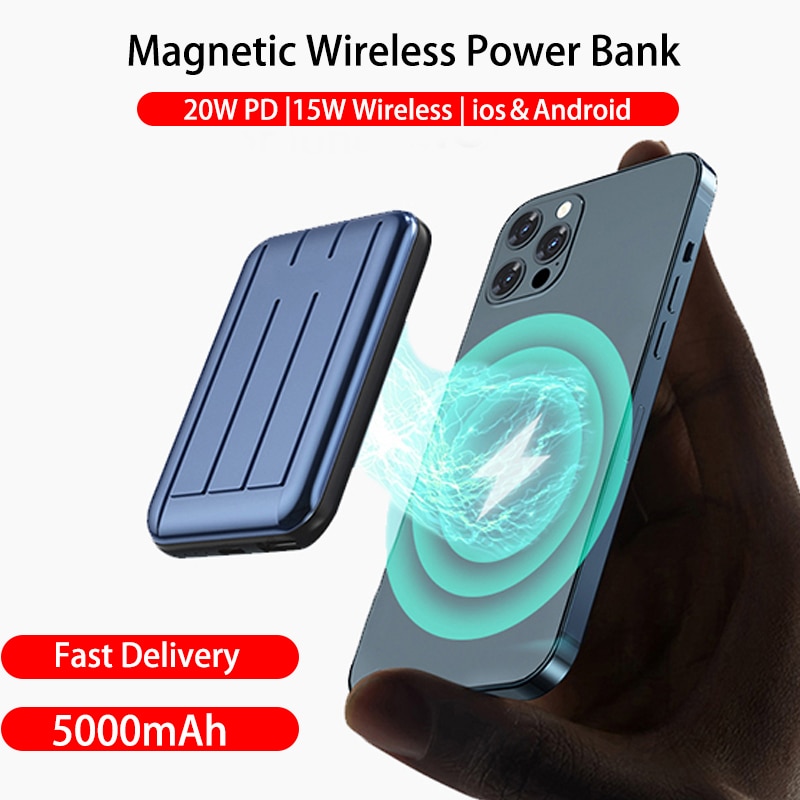 15W Magnetic Charger Power Bank For Magsafe Iphone 12 12pro Max 12 Mini Wireless Charging Powerbank Mobile Phone Battery Android