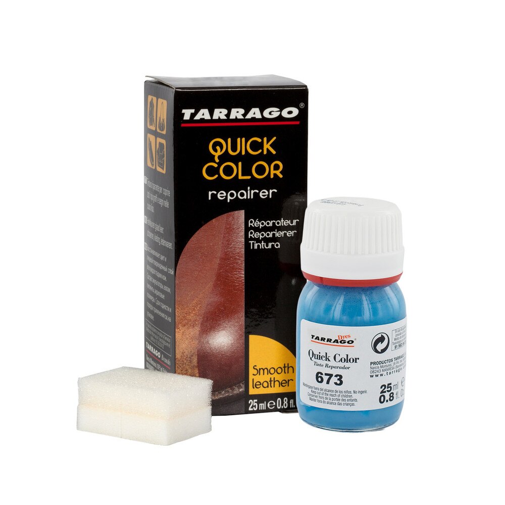 Tarrago | Quick Color 25 ml | Tinte Renovador de Color para Zapatos de Cuero Liso y Lona | Base Azul (673)