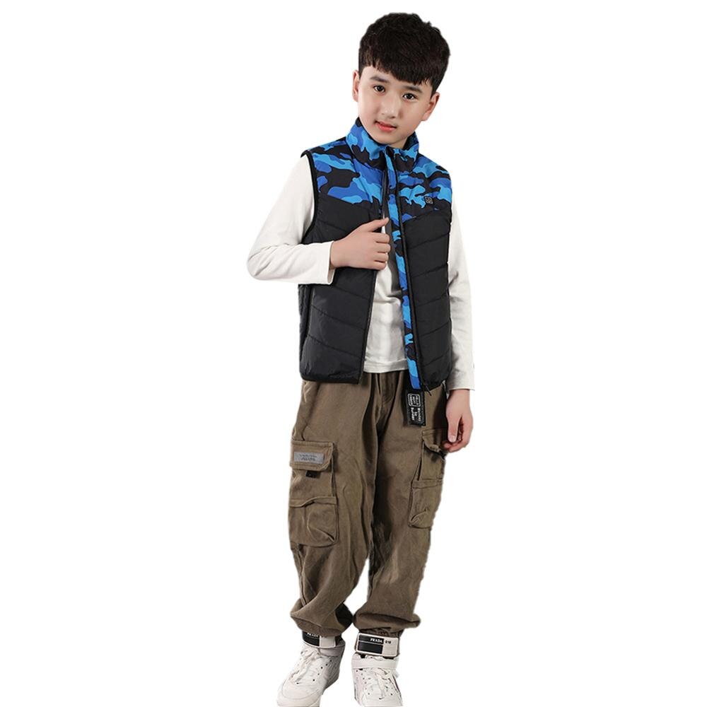 Winter Kinder USB Elektrische Heizung Jacke Warme Kleidung Jacke Für Skifahren Winter Wärme Jacke Xiaomi Mantel Heizung Für kind: Blau / 160