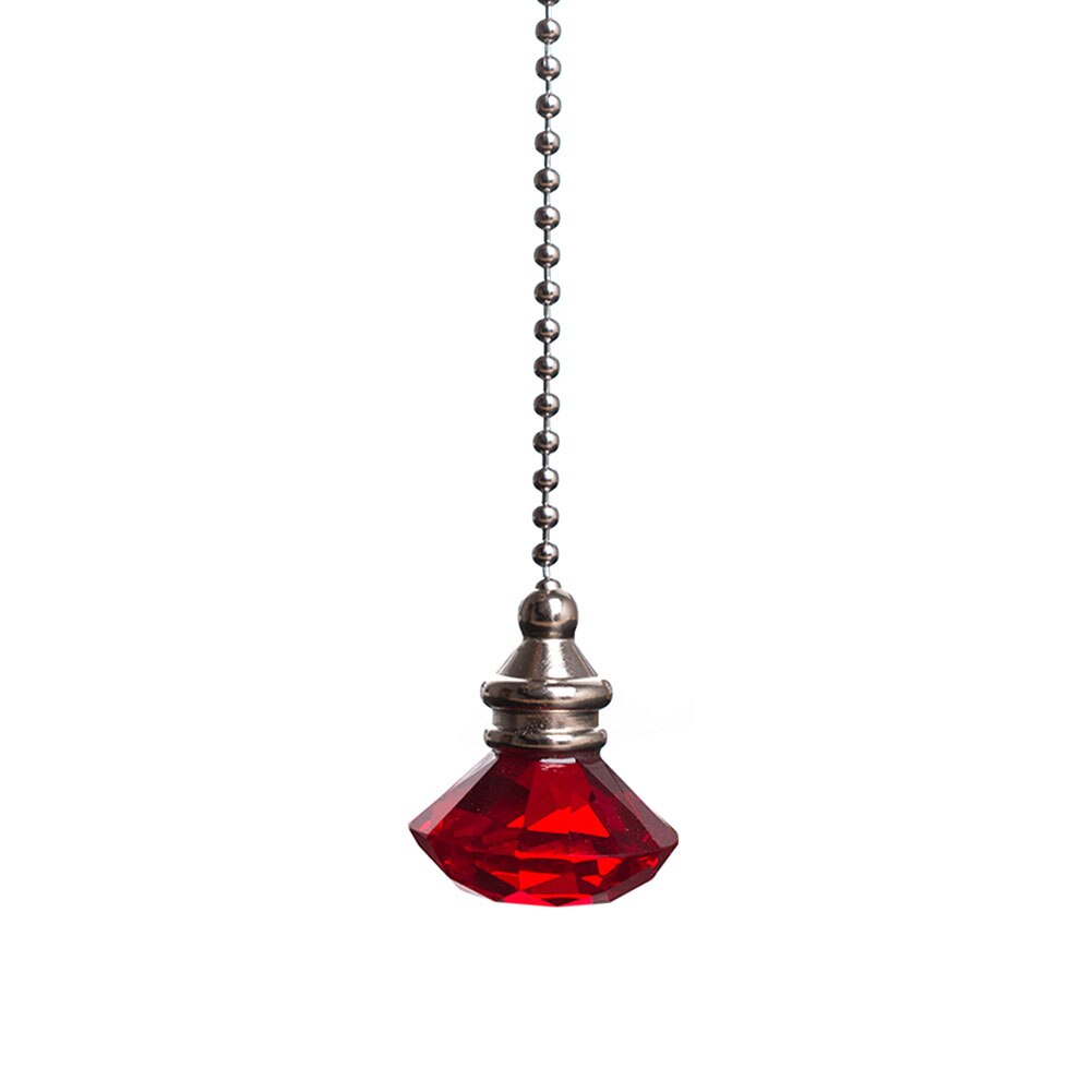 Prism Pull Chain Extension Styling Hanging Ceiling Fan Desk Light Home Decor Wedding Dazzling Crystal Clear Pendant Craft: Red