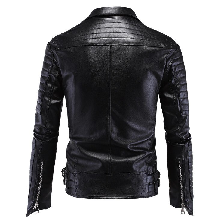 Mannen Leren Jas PU Kleding Boutique Punk Leren Jas Mannen Schedel Motorfiets Lederen Jas Multi Ritsen Slim Fit M-5XL