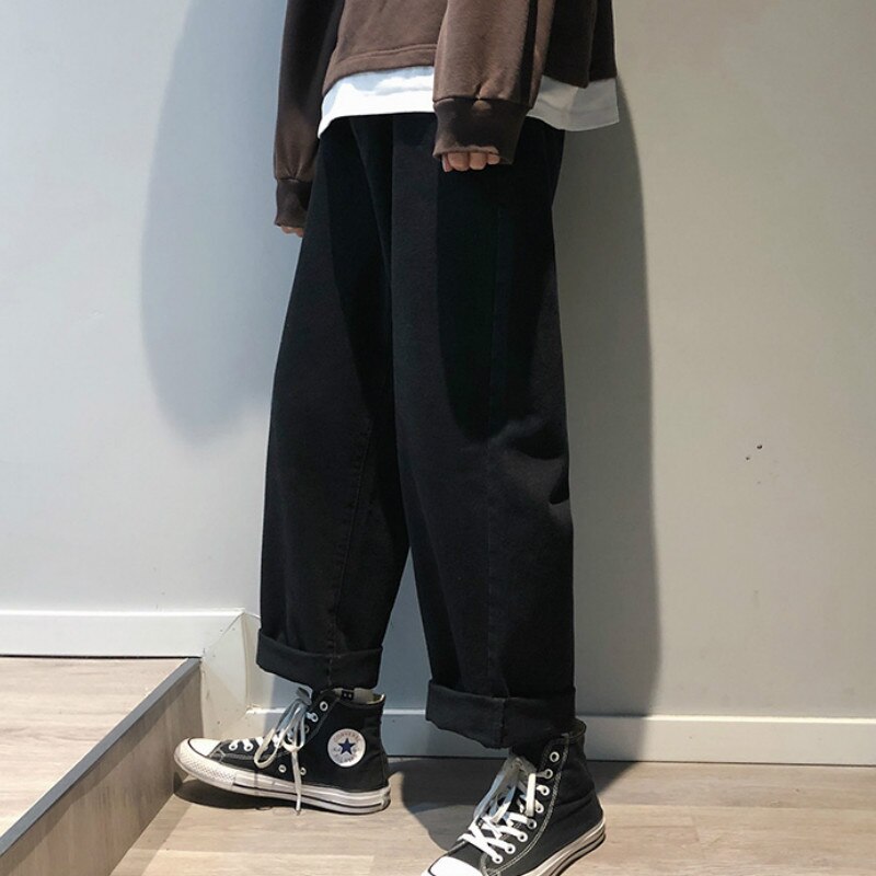 Jeans herr vida benfickor solid dragkedja plus storlek 3xl ankellång herr harajuku trendiga streetwear ulzzang par löst chic