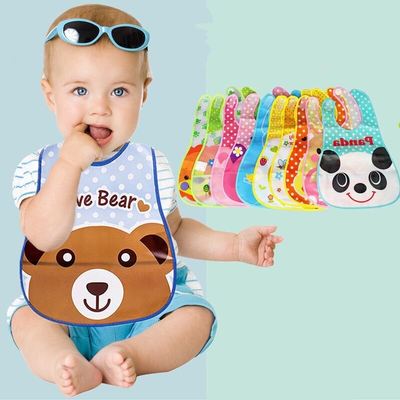 6 Stk/partij Willekeurige Kleur Baby Waterdichte Cartoon Speeksel Handdoek Slabbetjes 1-3 Jaar