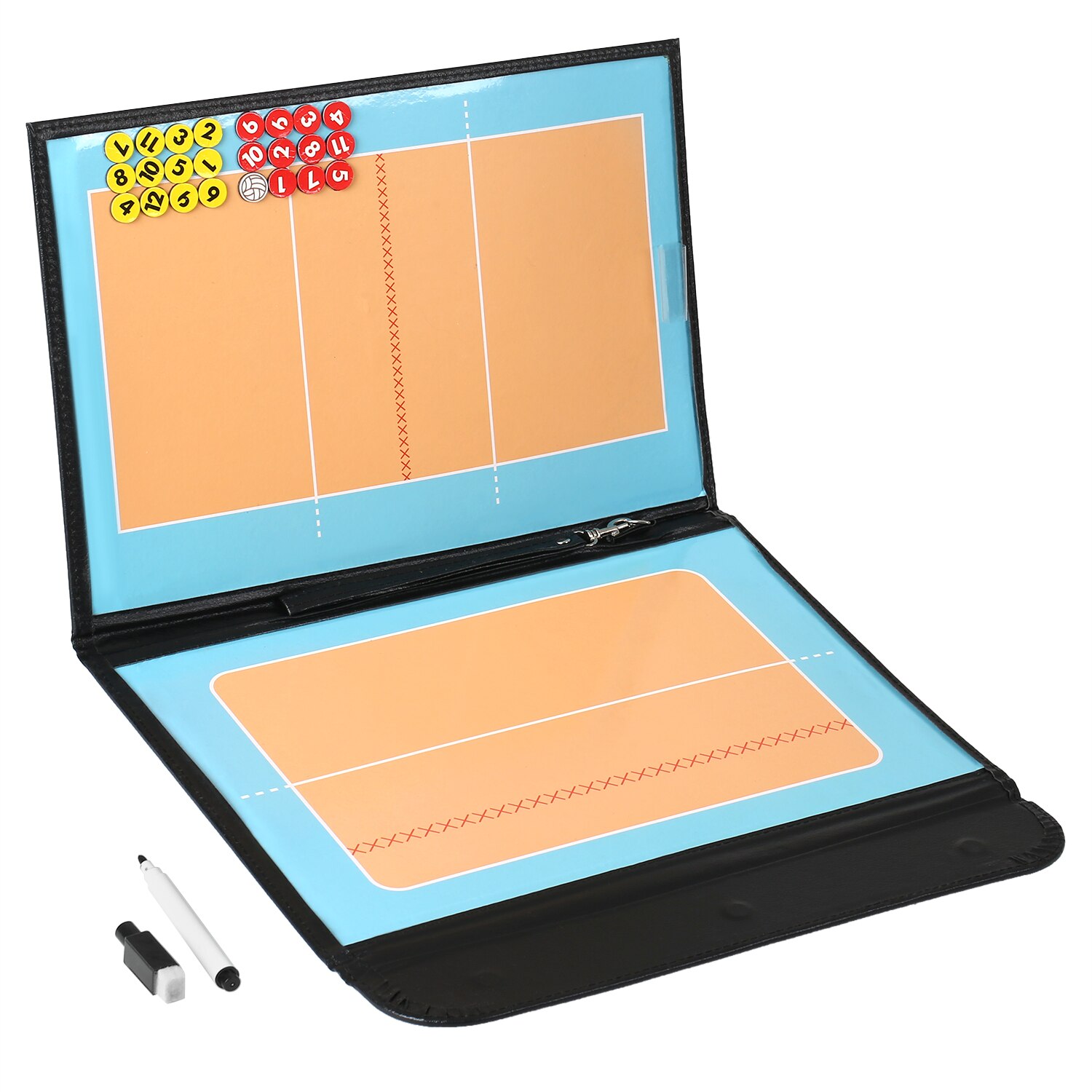 Foldable Volleyball Magnetic Tactic Board Coaching Strategy Board with Marker Pieces and 2-in-1 Pen Volleyball Equipment