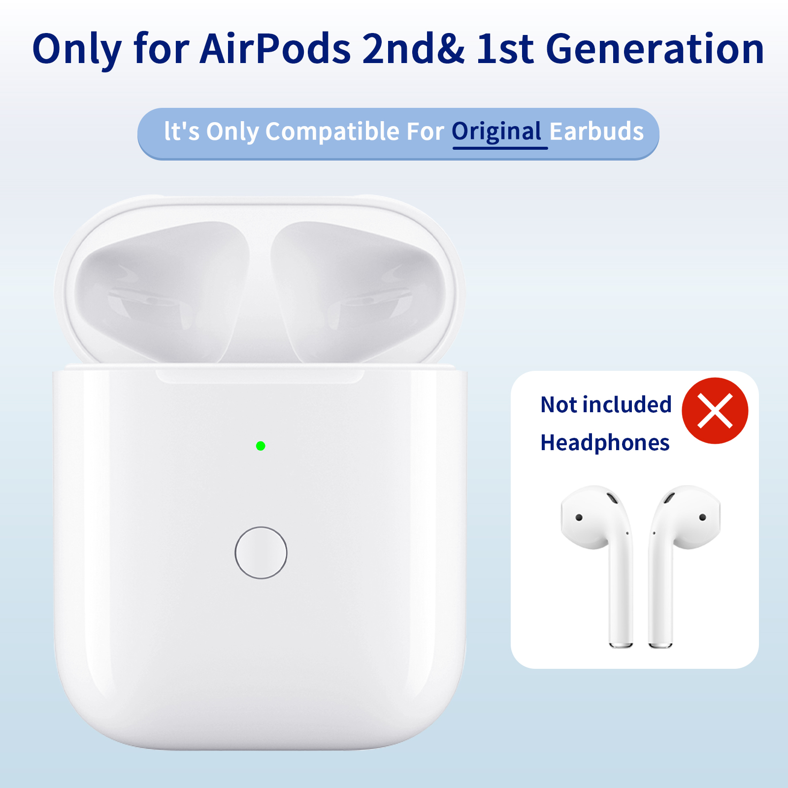 "Universele vervangende oplaadcassette compatibel met Apple AirPods 1/2 officiële zoals F
