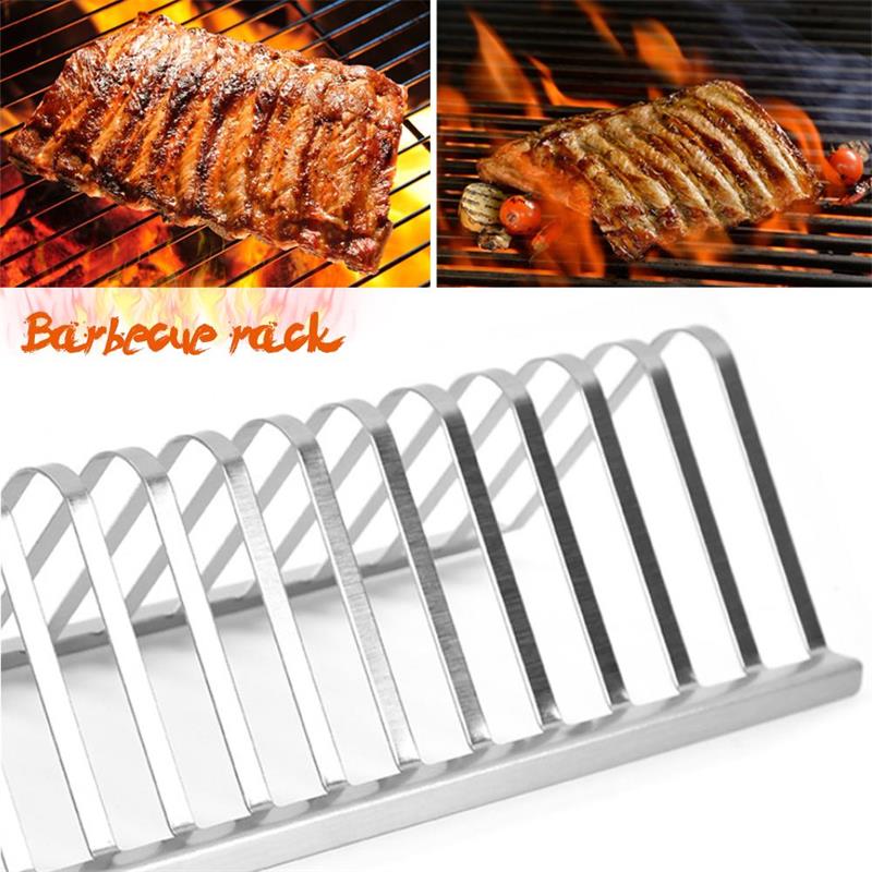 Rvs Barbecue Grill Houder Roken Rib Rekken Grillen Bbq Accessoires Outdoor Roosteren Stand Picknick Gebruiksvoorwerp 12Inch