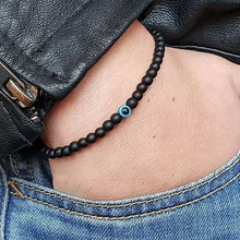 3 taille turc mauvais yeux Bracelet noir pierre naturelle perles obsidienne hommes Braslet pour homme Yoga main bijoux accessoires