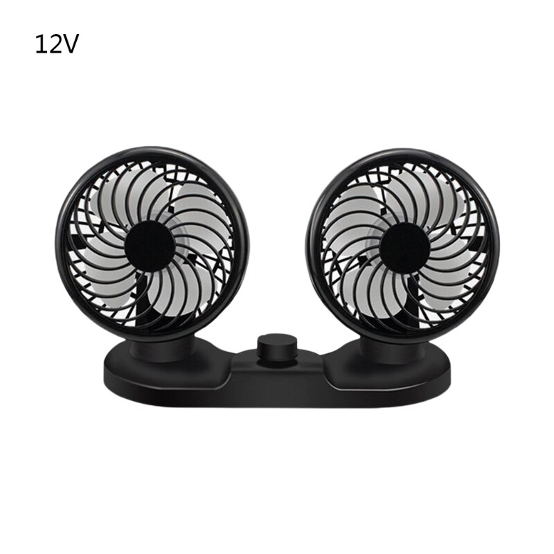 Double-headed Electric Car Fan 12V/24V Auto Powerful Cooling Device Rotatable L69D: For 12-volt cars