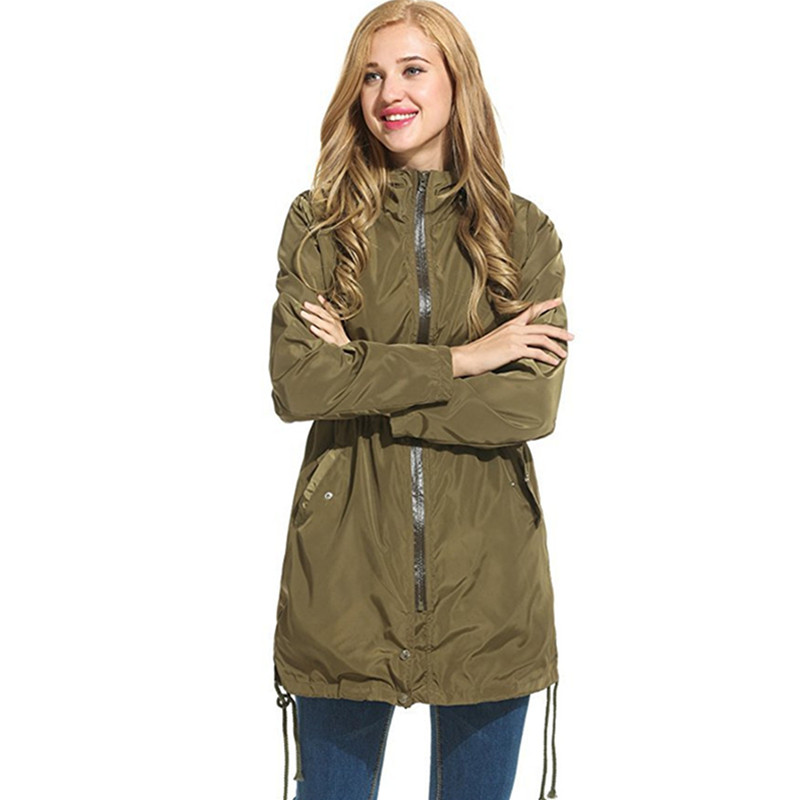 Trenchcoat for kvinner vår høst vindtett vanntett regnfrakk plus size hette vindjakke dameoverdeler ioqrcjvh 481