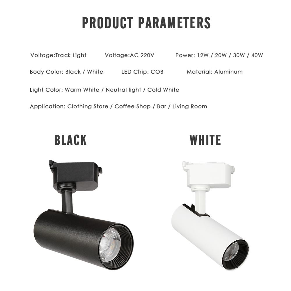 Led faixa luminária cob 12/20/30/40w faixa iluminação lâmpada de parede ferroviário spotlight loja de roupas cozinha casa 220v 230v 240v