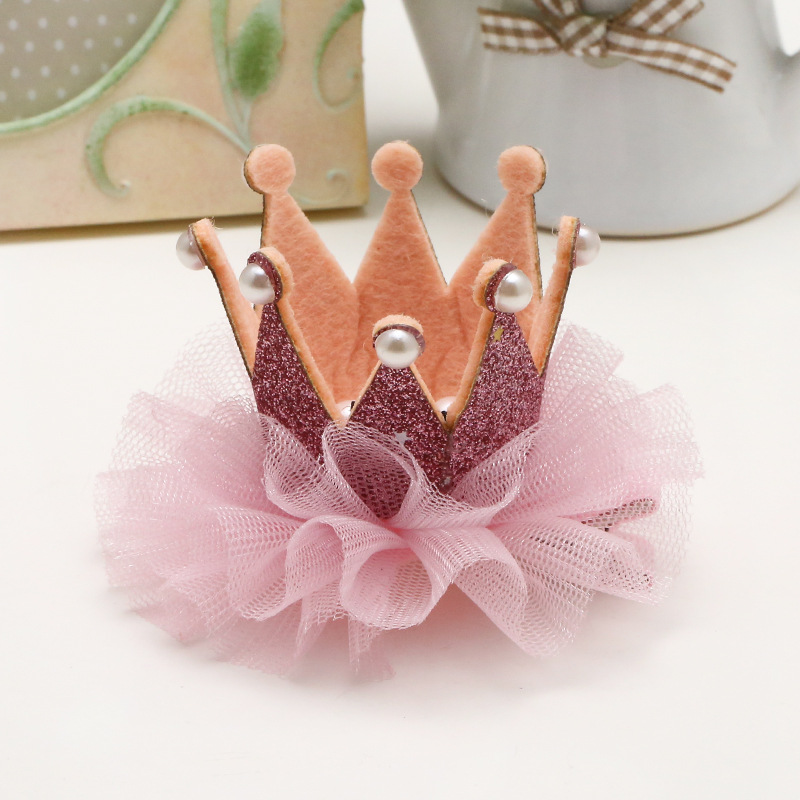Princess Floral Tiara Pearl Hairband Wedding Crown Toddler Baby Kids Girls Head Band Party Costume: Pink