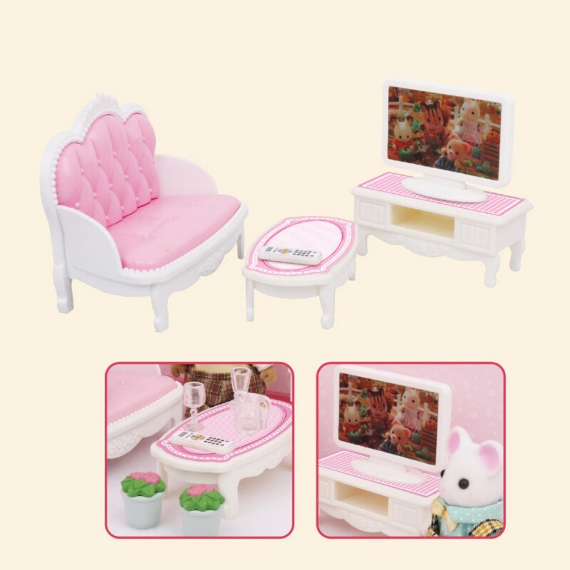 Foresta Famiglia Villa 1:12 Mobili Set Giocattolo FAI DA TE Miniatura Piccolo Dollhouse Fluttuazione Letto Set Casa di Bambola Giocattoli Per I Bambini: 8