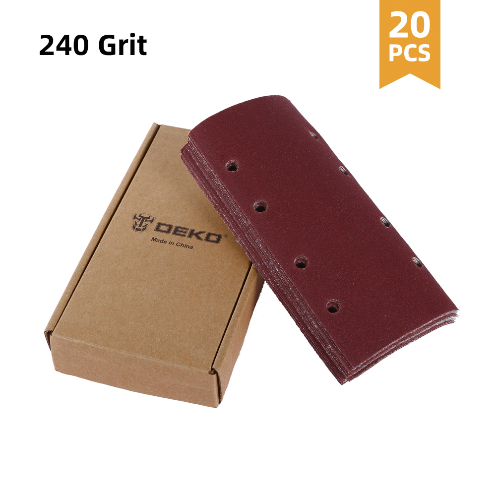 DEKO 20pcs Flat sandpaper, Sanding Paper ,Grit 40-400,Widely used in metal, woodworking for DKFS16Q1: 240 Grit