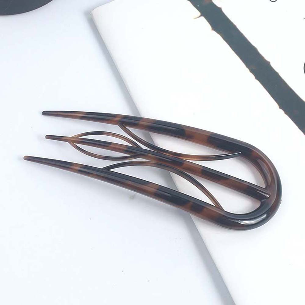 Geometrische Harz Haar Gabel Frisur Werkzeuge Wasserdichte Faule Haarnadel Haar Zubehör Hanfu Zubehör Blatt U-förmigen Haar Stick: Black