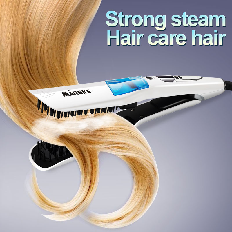 Steam Hair Straightening Brush Fast Electric Smooth Brush Ceramic Hair Straightener Comb Steam Flat Iron with LCD Display