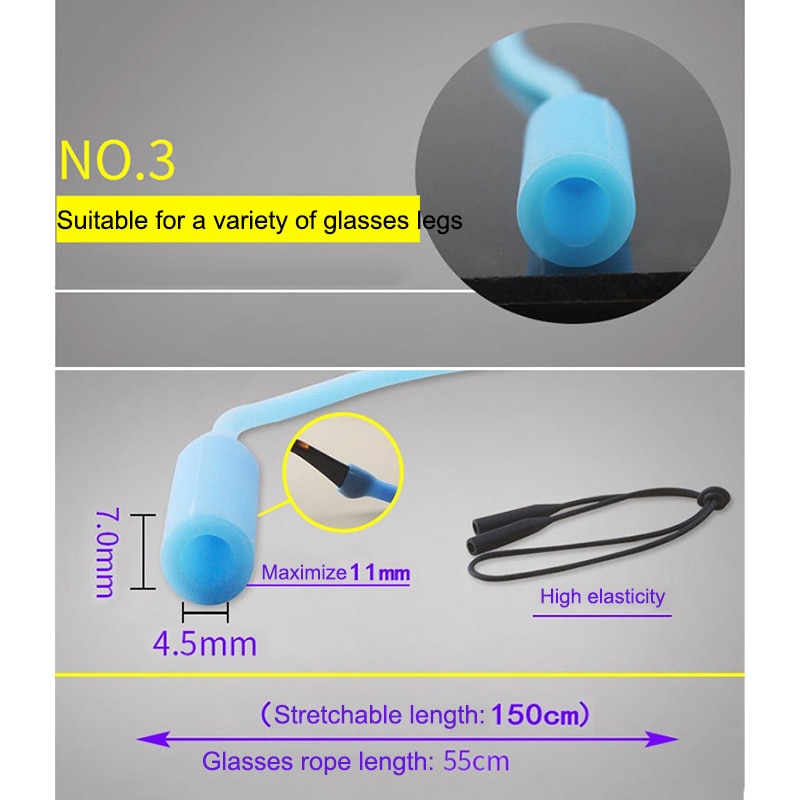 56cm Süssigkeit Farbe Elastische Silikon Brillen Riemen Sonnenbrille Kette Sport Anti-Unterhose Schnur Gläser Seile Band Kabel Halfter DOD