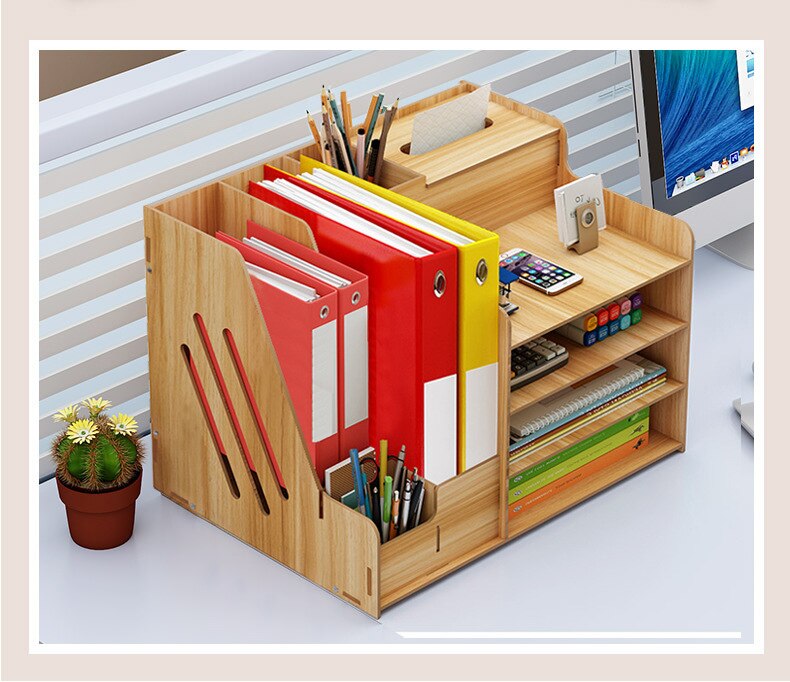 neue Büro Dokument Regal Diy Holz Ordner Schreibtisch Lagerung Und Sortierung Kasten Lagerung Kasten/buch Regal/dokument Regal: Holz Getreide