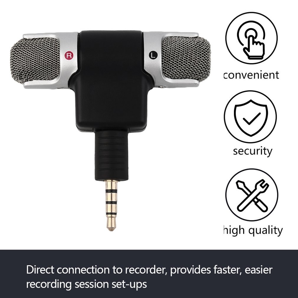 Portable Mini Mic Digital Stereo Microphone for Recorder Mobile Phone Headset Microphone Electret Microphone ONLENY