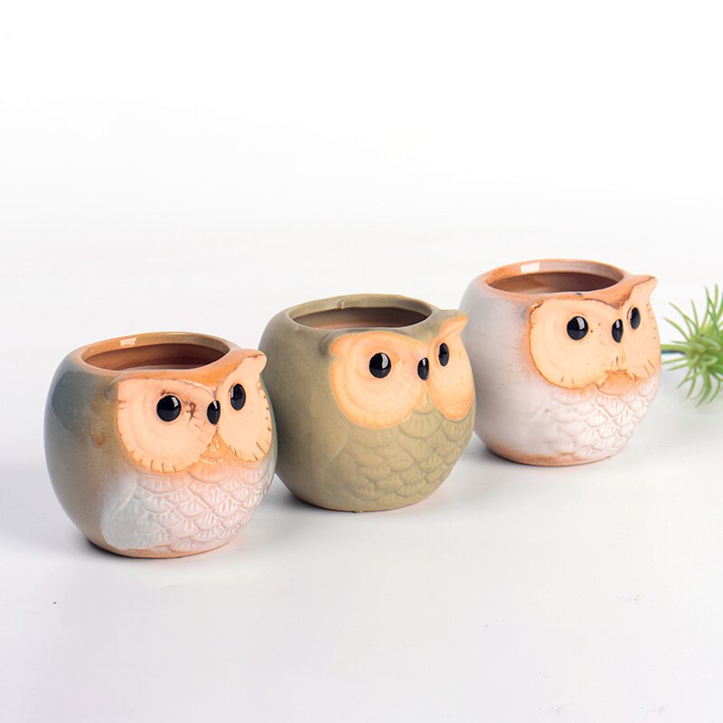 Strongwell Miniatuur Uil Bloempot Wastafel Bloempotten Fairy Tuin Potten Ornament Home Office Decor Succulent Groene Planten