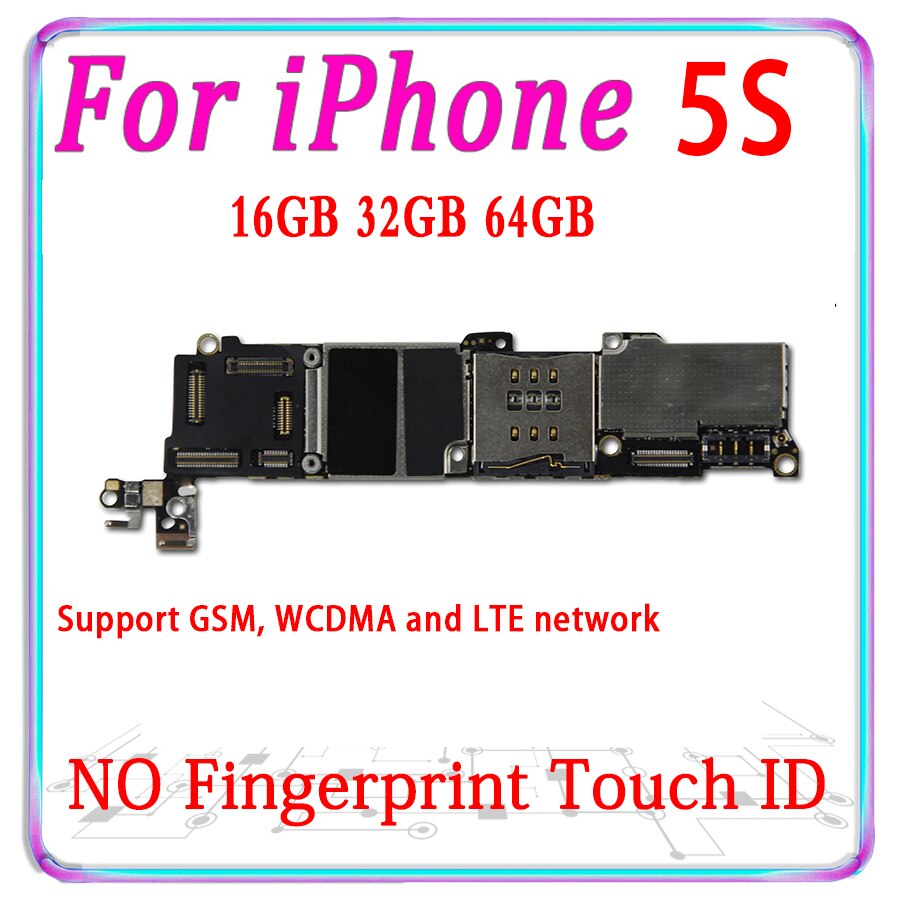 unlocked logic board For iphone 5S motherboard without / with touch ID For iphone 5S mainboard With chips MB support GSM LTE