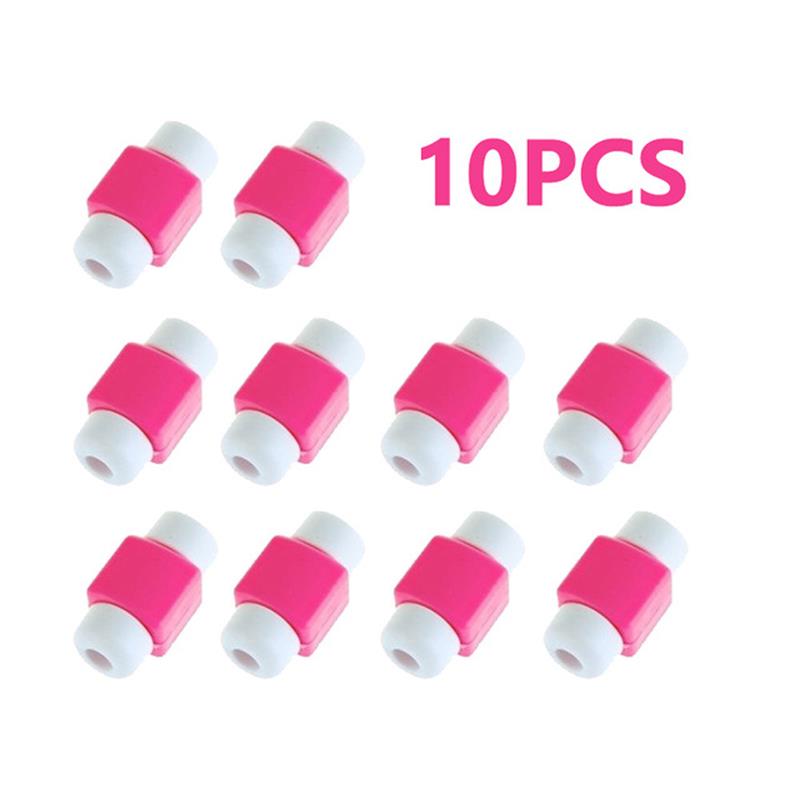 10 Stuks Mini Usb Kabel Protector Cord Bescherming Gegevens Charger Lijn Wire Cover Voor Iphone Data Cord: pink