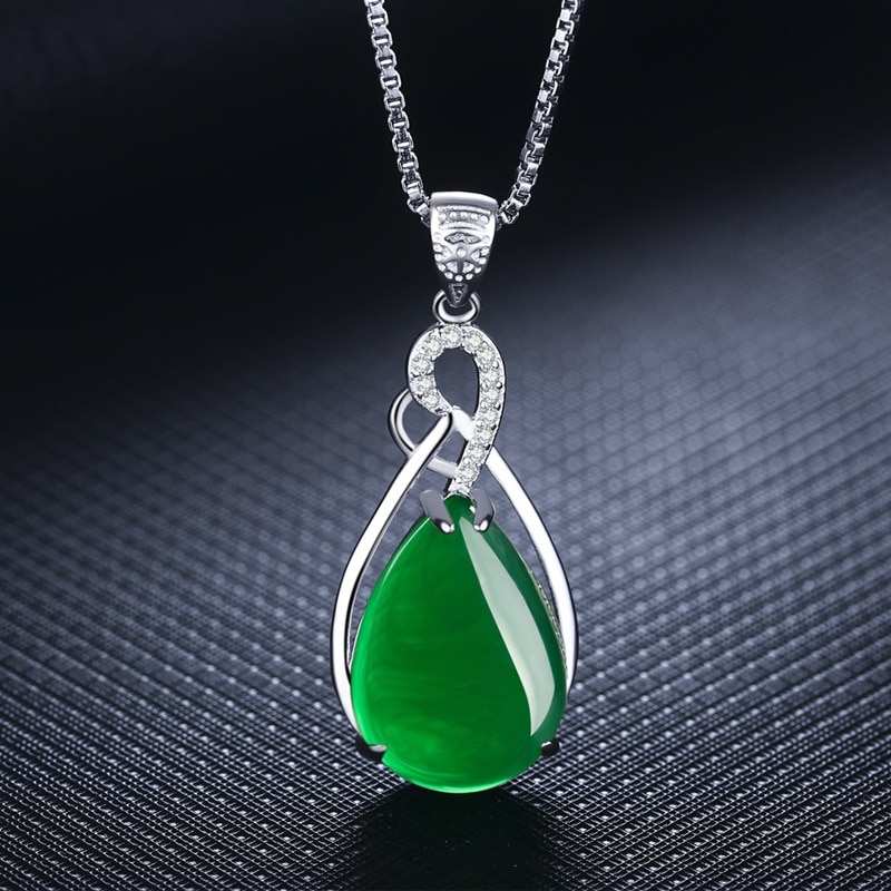 S925 Sterling Silver Jade Pendant for Women Turquoise Silver 925 Jewelry Naszyjnik Collarbone Necklace Jade Gemstone Bizuteria: Default Title