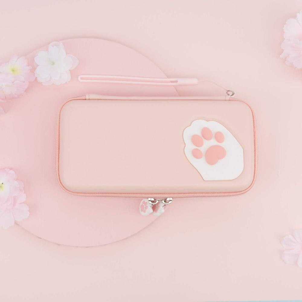 Pink Cute Cat Paw Case for Nintend Switch - Portable Hardshell Slim Travel Carrying Case fit Switch Console & Game Accessories