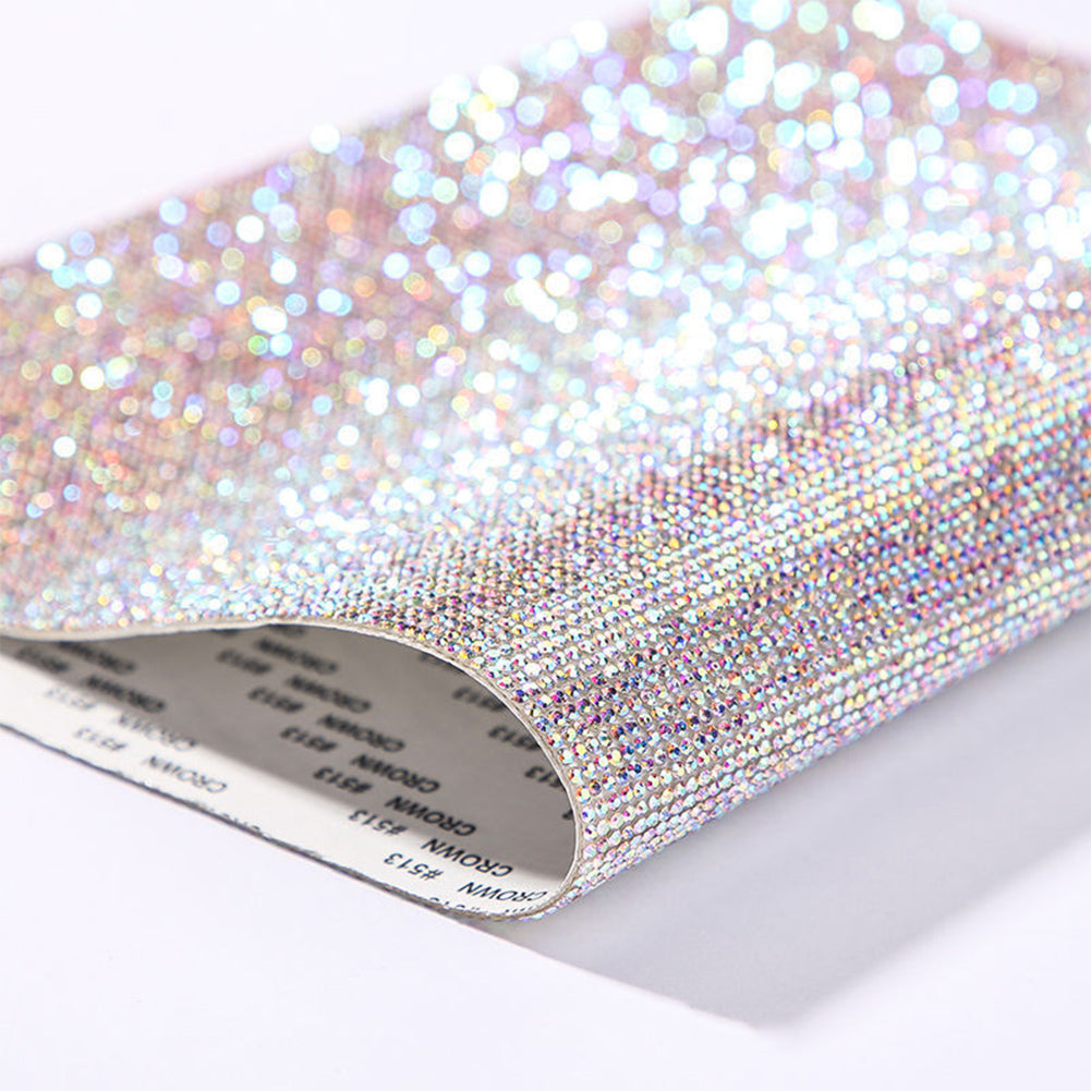 Zelfklevende Strass Sticker Tape Vel Trim Glitter Crystal Ribbon Gem Stickers voor DIY Auto Telefoon Schoenen Kleding Decor: Antiek Zilver