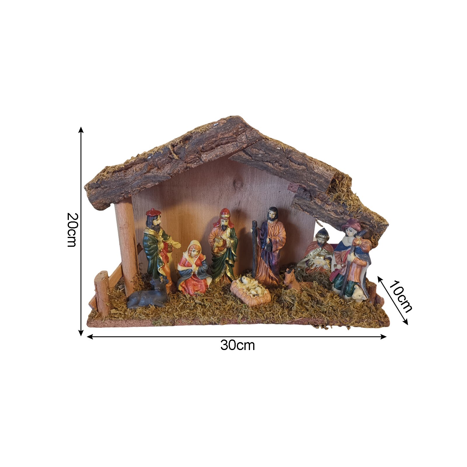 Statue Nativity Scene Set Baby Jesus Manger Christmas Nativity Ornament LED String Lights Resin Jesus Decoration