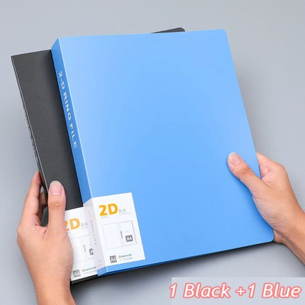 2 stk.  a4 ringbind mappe kontor papir organisator fil mappe  a4 mappe bindemiddel: 1 sort 1 blå