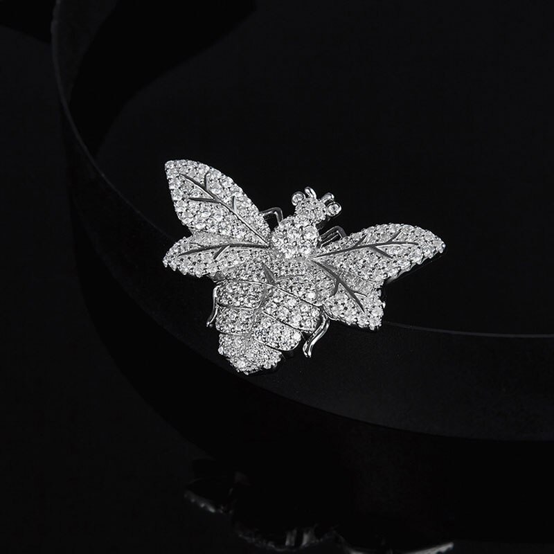 Baoyocn 925 Sterling Silber Wasp Brosche Pin Micro Voller Zirkonia Steine Bee Brosche Frauen Schmuck