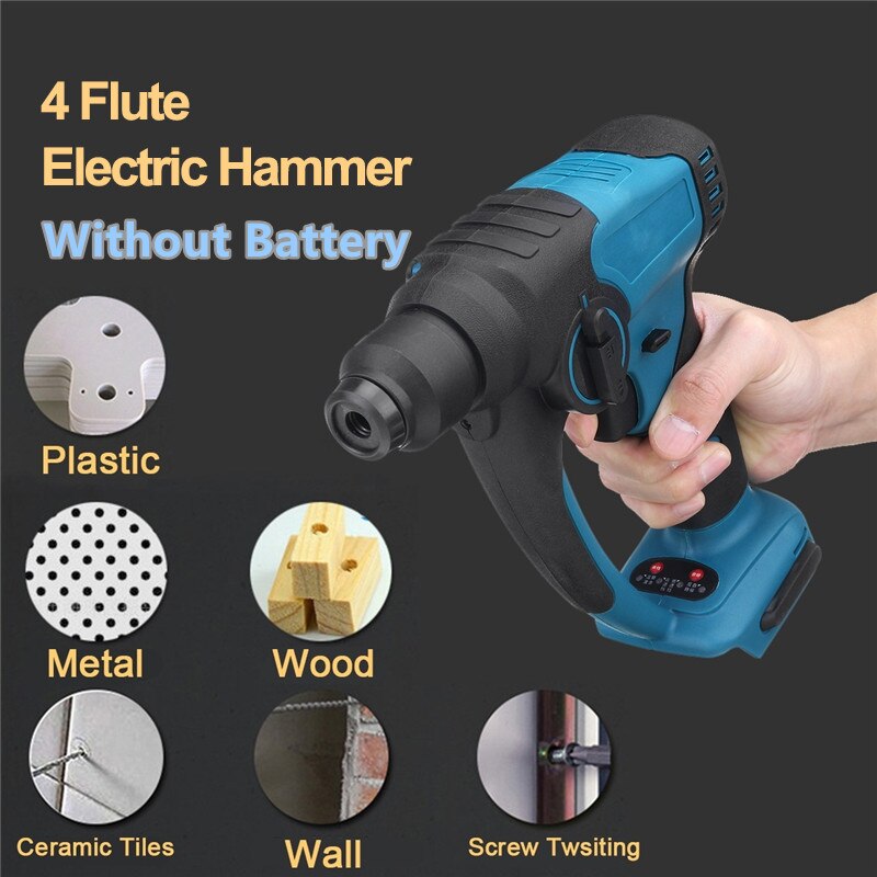 18V Brushless Cordless Hammer Drill Rechargeable Electric Rotary Hammer Impact Drill Power Tools For Makita Battery