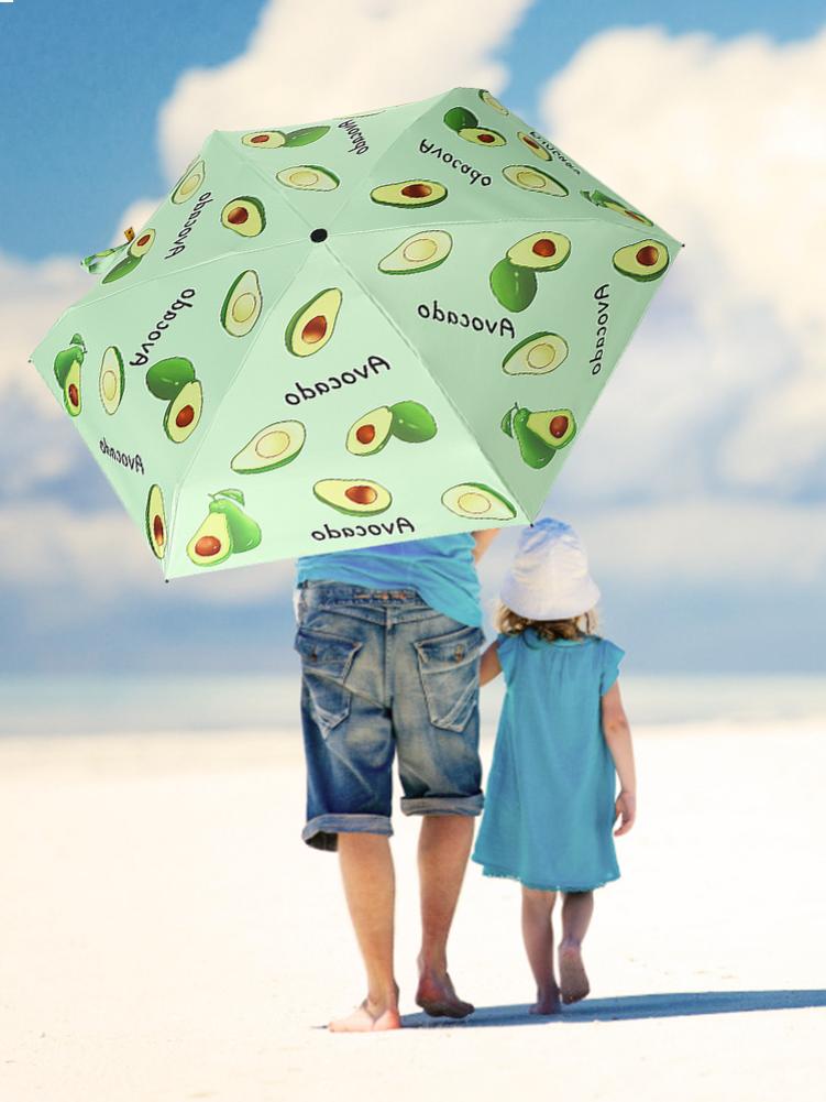 Mini paraguas plegable de vinilo para mujer, sombrilla de bolsillo Anti-UV, portátil, con caja de almacenamiento, 5 pliegues