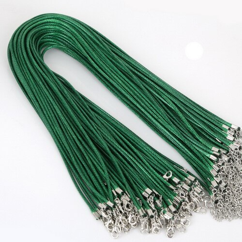 10 sztuk/partia 2MM średnica woskowany przewód nylonowy skórzany regulowany pleciona lina naszyjnik i bransoletki Charms ustalenia karabińczyk...: Dark Green